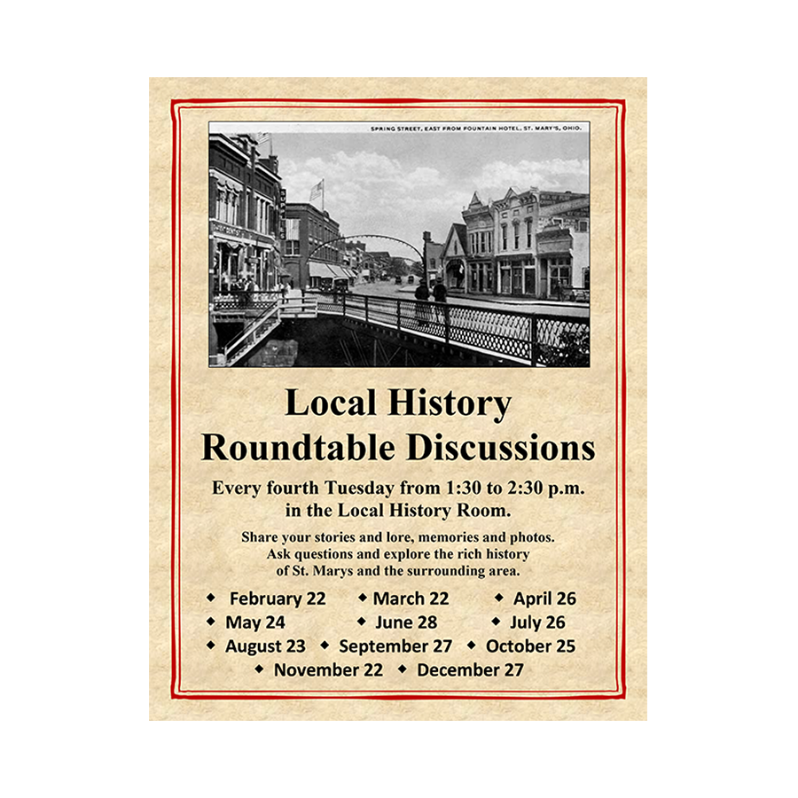 Local History Roundtable Discussions to meet monthly at library