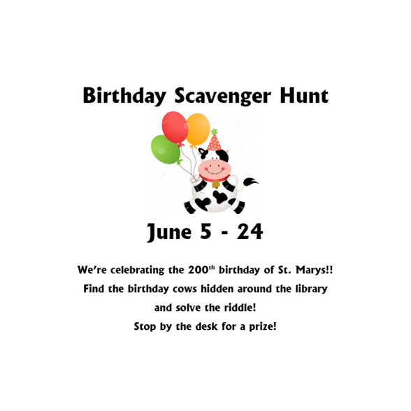 June Birthday Scavenger Hunt in the Library