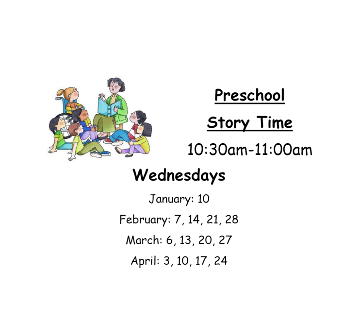 Preschool Story Time Winter and Spring 2024 St. Marys Community