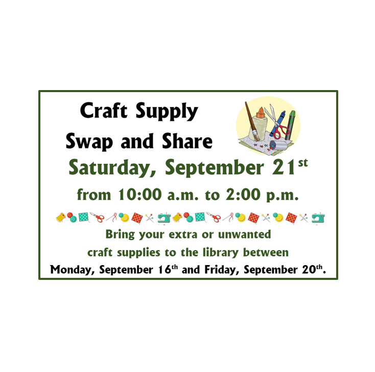 Craft Swap and Share 10am – 2pm - St. Marys Community Public Library